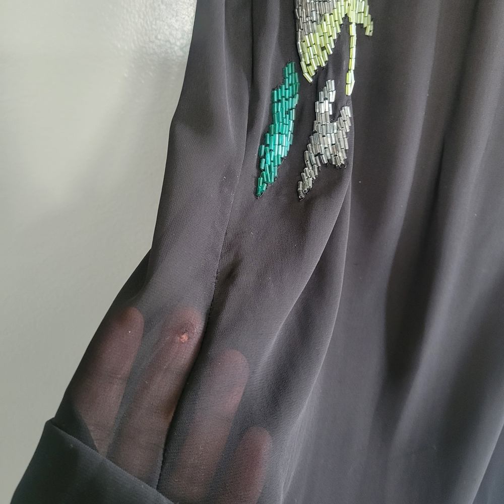 ZARA Trafaluc Sheer Beaded Overlay Maxi Sleeveless Dress - Size S - Picture 9 of 10